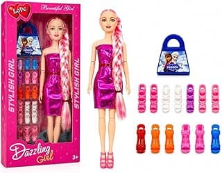 Girl Fashion Doll with Accessories | Stylish Girl Toy Set with Multiple Shoes, Hair Styling Tools & Outfits | Ages 3+ Gift for Kids