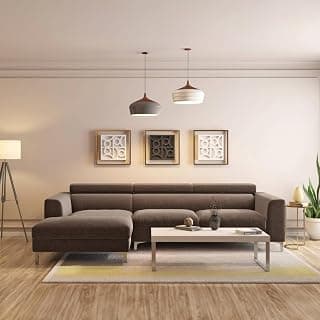 Urban Ladder Chelsea Left Aligned 3 Seater Sectional Fabric Sofa in Daschund Brown
