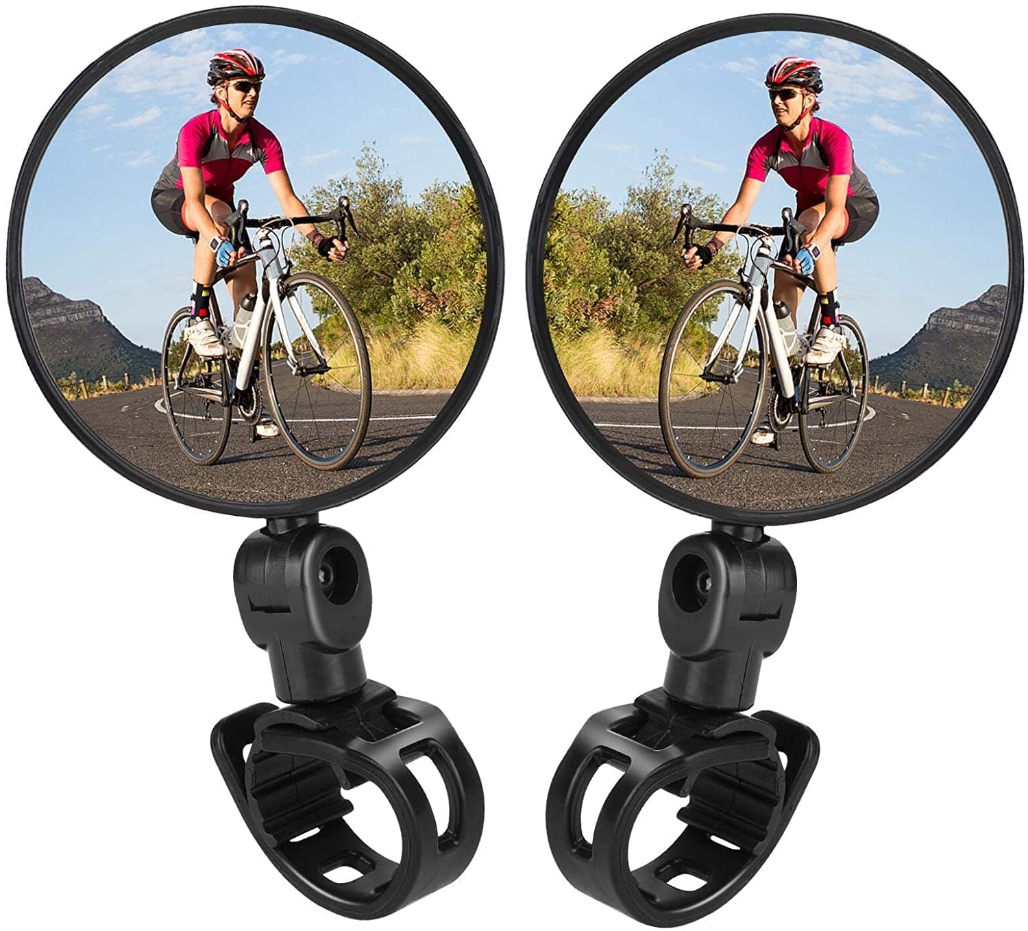 Linist Bicycle Mirror, Bicycle Cycling Rear View Safe Mirrors, Adjustable Rotatable Handlebars Mounted Plastic Convex Mirror for Cycle |Wide Angle View | 6 Months Warranty