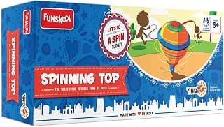 Funskool Games Spinning top | The Traditional Outdoor Games of India | 2 Traditional Wooden Spinning top | Outdoor and Indoor Toy | 1-2 Players | 6 & Above