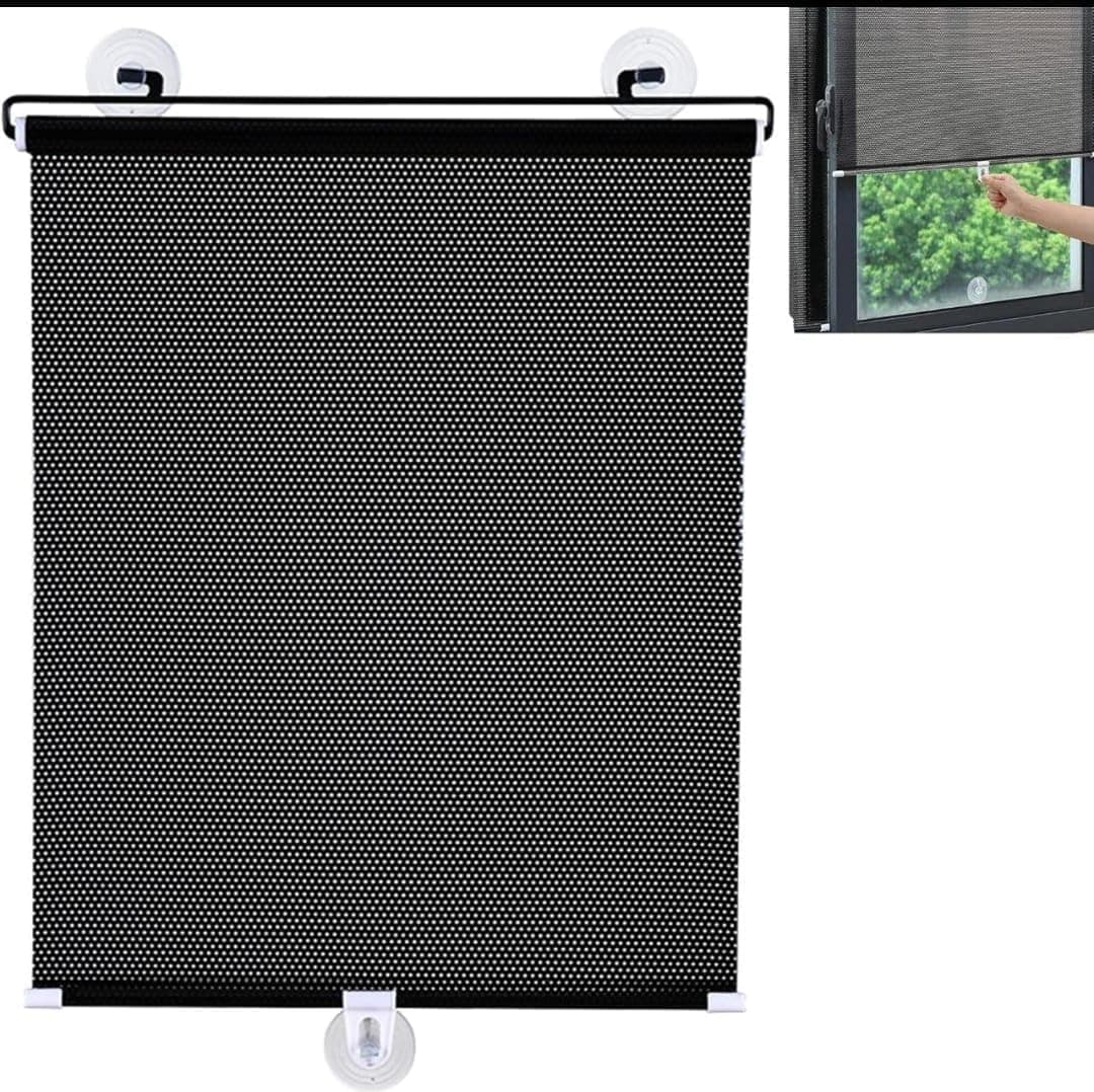Portable Window Blackout Roller Blind with Suction Cups - Adjustable Sun Shade Curtain for Car and Home | UV Protection Thermal Insulated Privacy Cover Easy Install (50 cm x 125 cm)