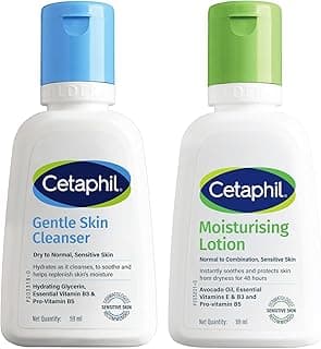 Cetaphil Travel Pack - Gentle Skin Essentials - Gentle Skin Facewash Cleanser 60ml and Moisturizing Lotion 60ml - Cleanser + Moisturizer Travel Essentials