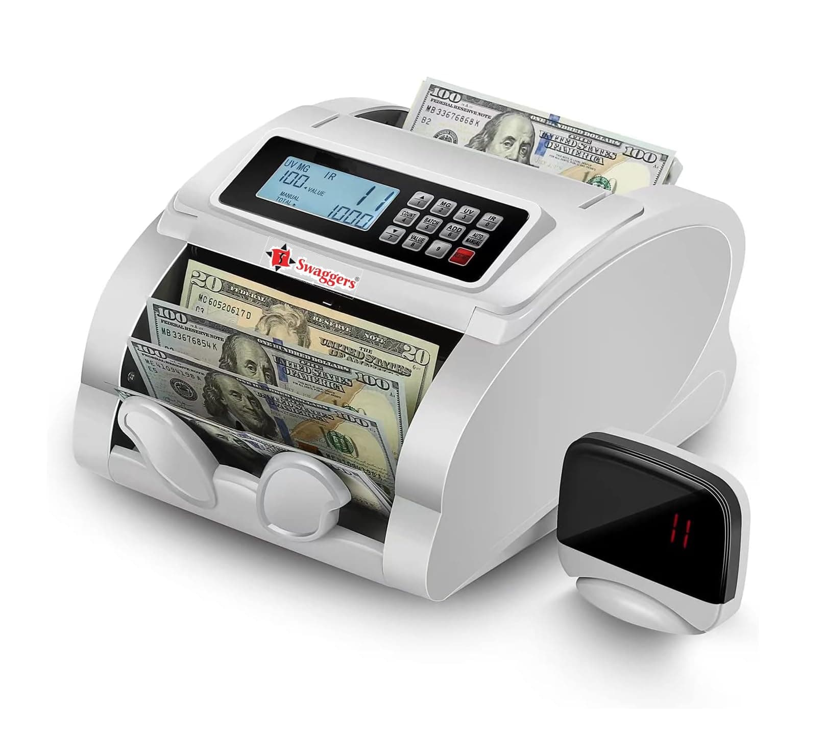 swaggers Best Heavy Duty Note Counting Machine with MG, UV, IR Fake Note Detection Updated with All New and Old Indian Currency (White LCD)