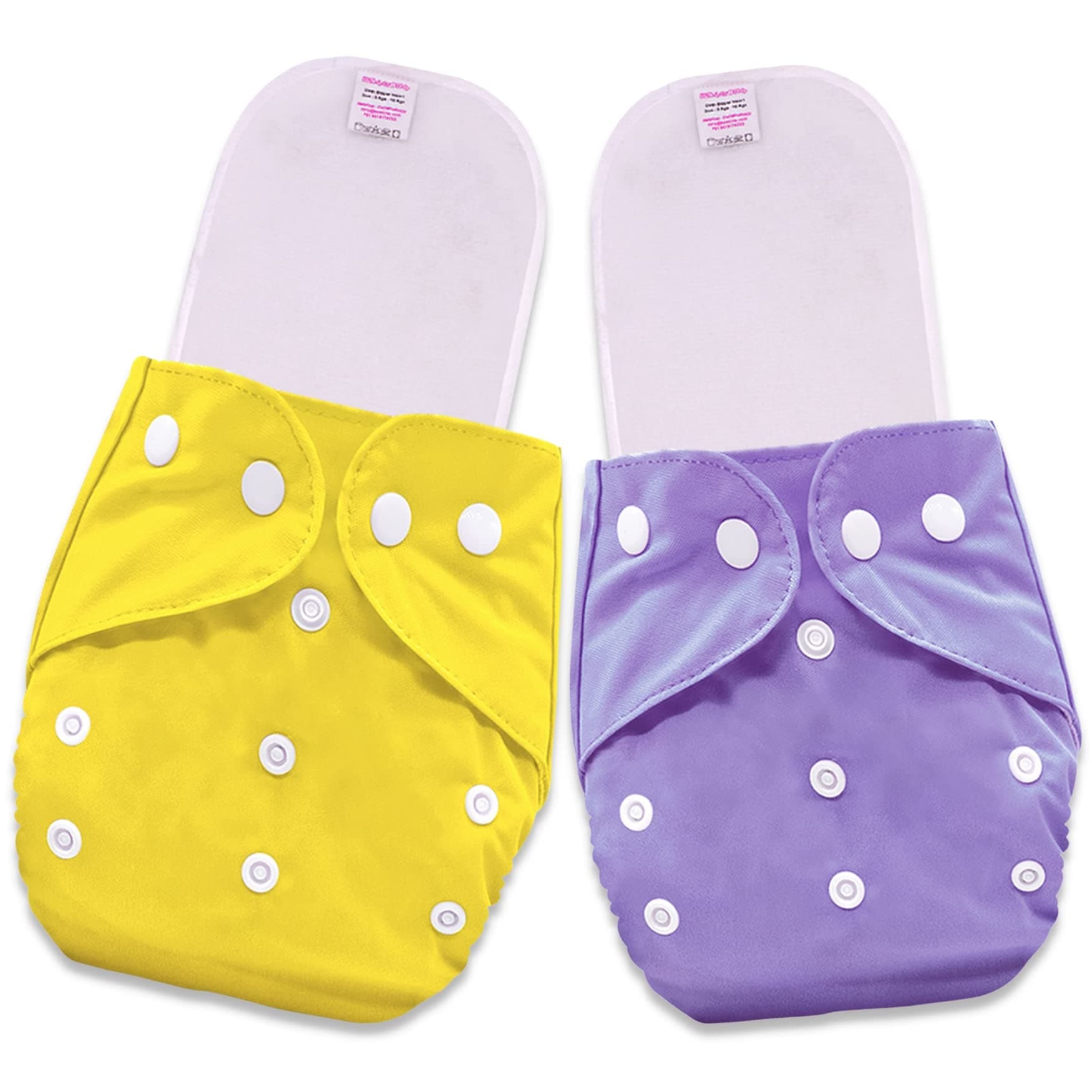 Bembika Baby Pocket Cloth Diapers with Double Gusset, Reusable Washable Adjustable Cloth Diapers One Size Adjustable Reusable (0-2 Years) (2 Pack) (3 Layer Microfiber Inserts Included) 2BI