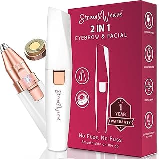 Facial Hair Removal Machine|Eyebrow Trimmer & Epilator|Trimmer For Women Private Part|2 In 1 Trimmer 400 mAh Battery 1 Year Warranty|Painless Hair Removal Machine|Nose Hairs Remover,White (2 in 1)
