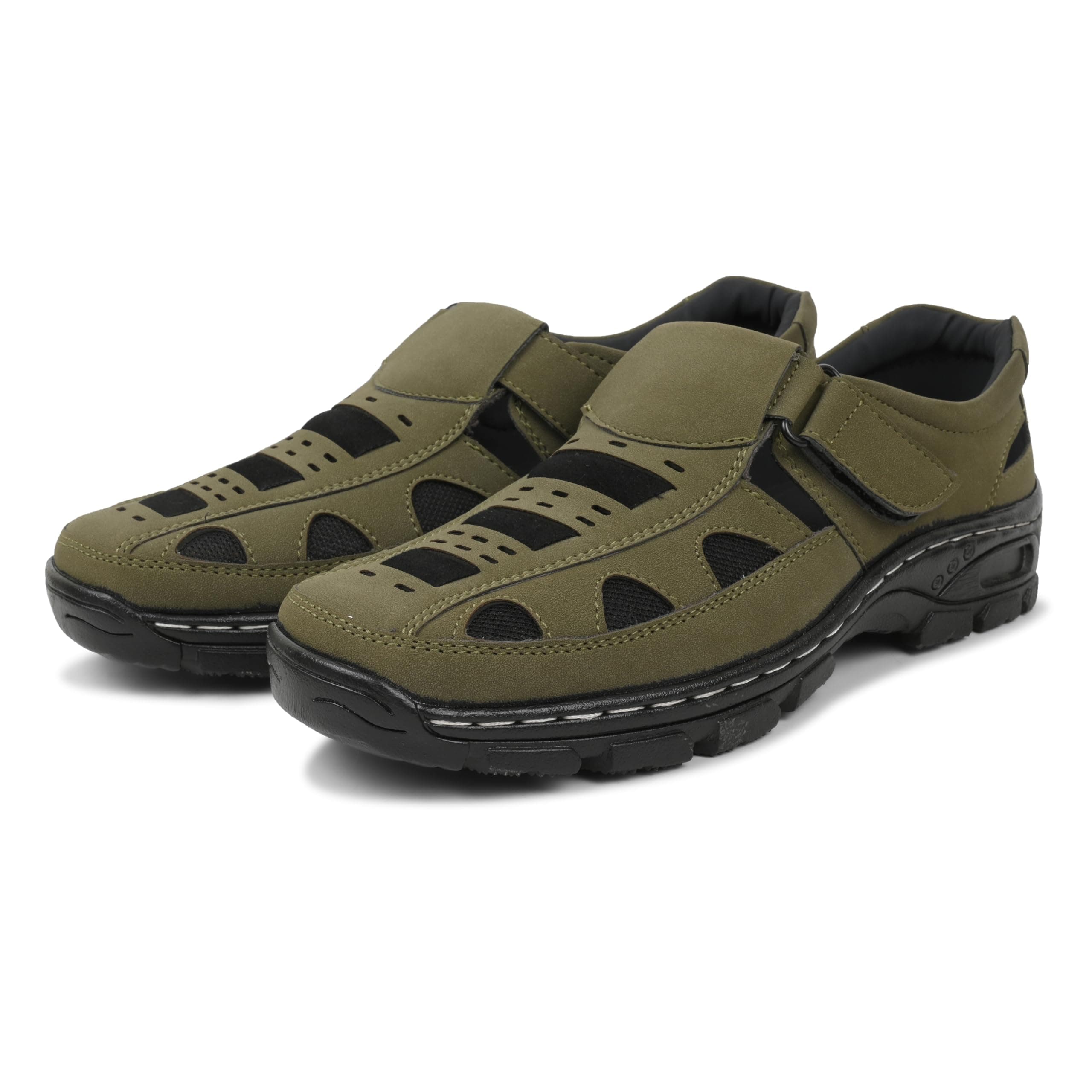 DEGARRO Men’s Olive Suede Leather Sandals – Lightweight, Durable, and Comfortable Casual Sandals for Everyday Wear, Travel, and Outdoor Adventures
