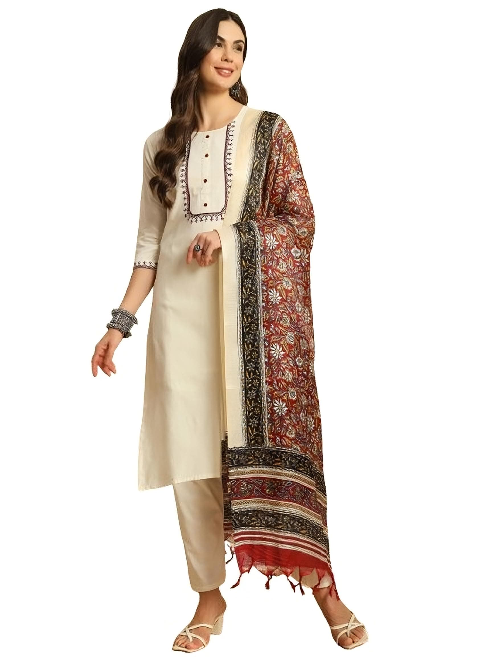 Latest Khadi Kurtaset With Khadi Silk Dupatta For Womens