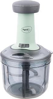 Pigeon Press Chopper 900ml, Manual Hand Press Push Chopper with 3 Blades for Effortless Chopping Vegetables & Fruits, Green
