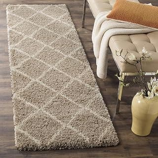 Modern Fluffy Silky Micro Fiber Polyester Carpet for Bedroom, Study Room, Kids Room, Guest Room ETC… [2x5 Feet Beige Box]