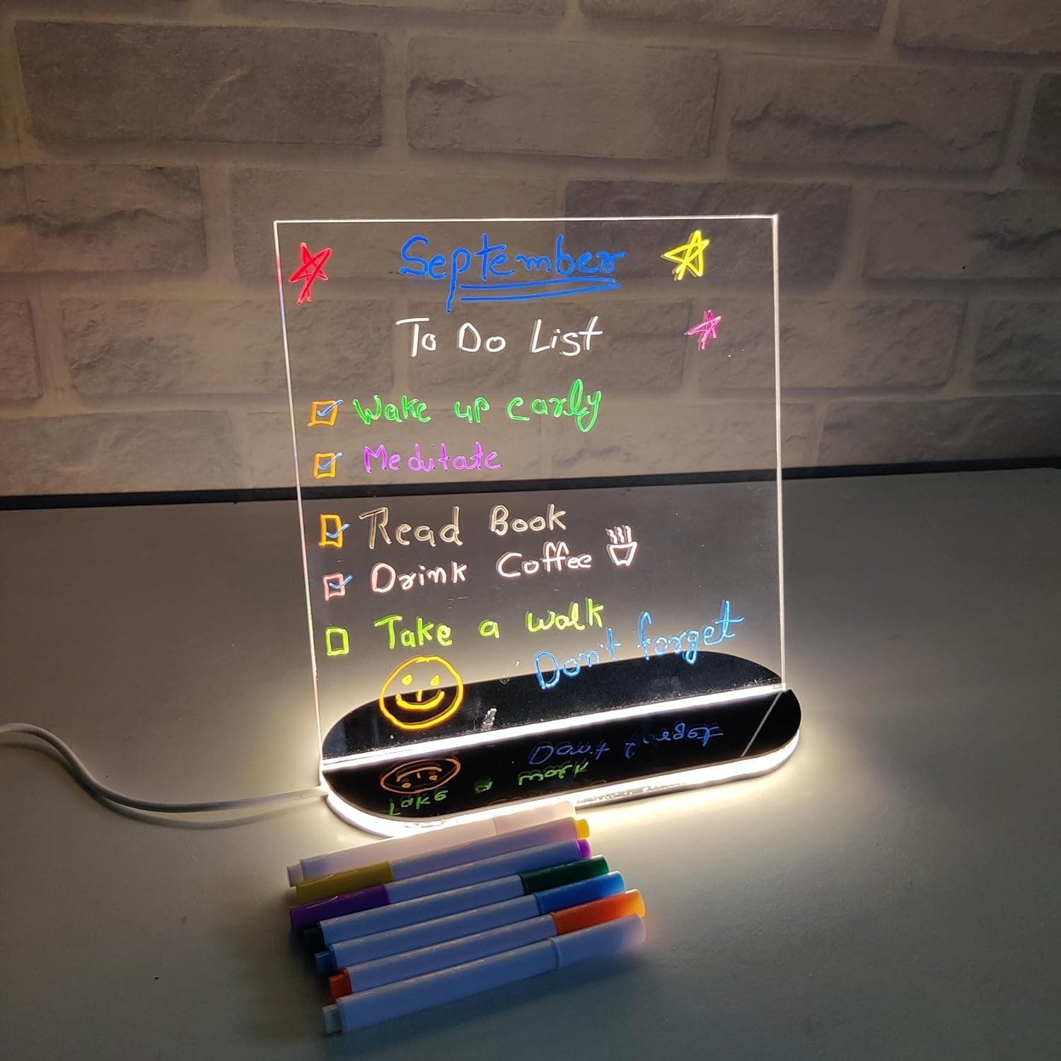 Zesta 3D Acrylic Writing Pad with LED Light & Pen – Glow Art Message Board | Aesthetic Desk Decor | Unique Gift for Men, Girls, Teens, Students | Cool Stationery Item (15X15 Cms, Warm White)