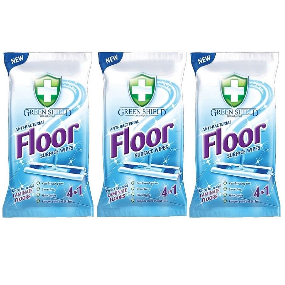 Greenshield Anti-Bacterial Floor Wipes - 24's Extra-large wipes Pack Of 3
