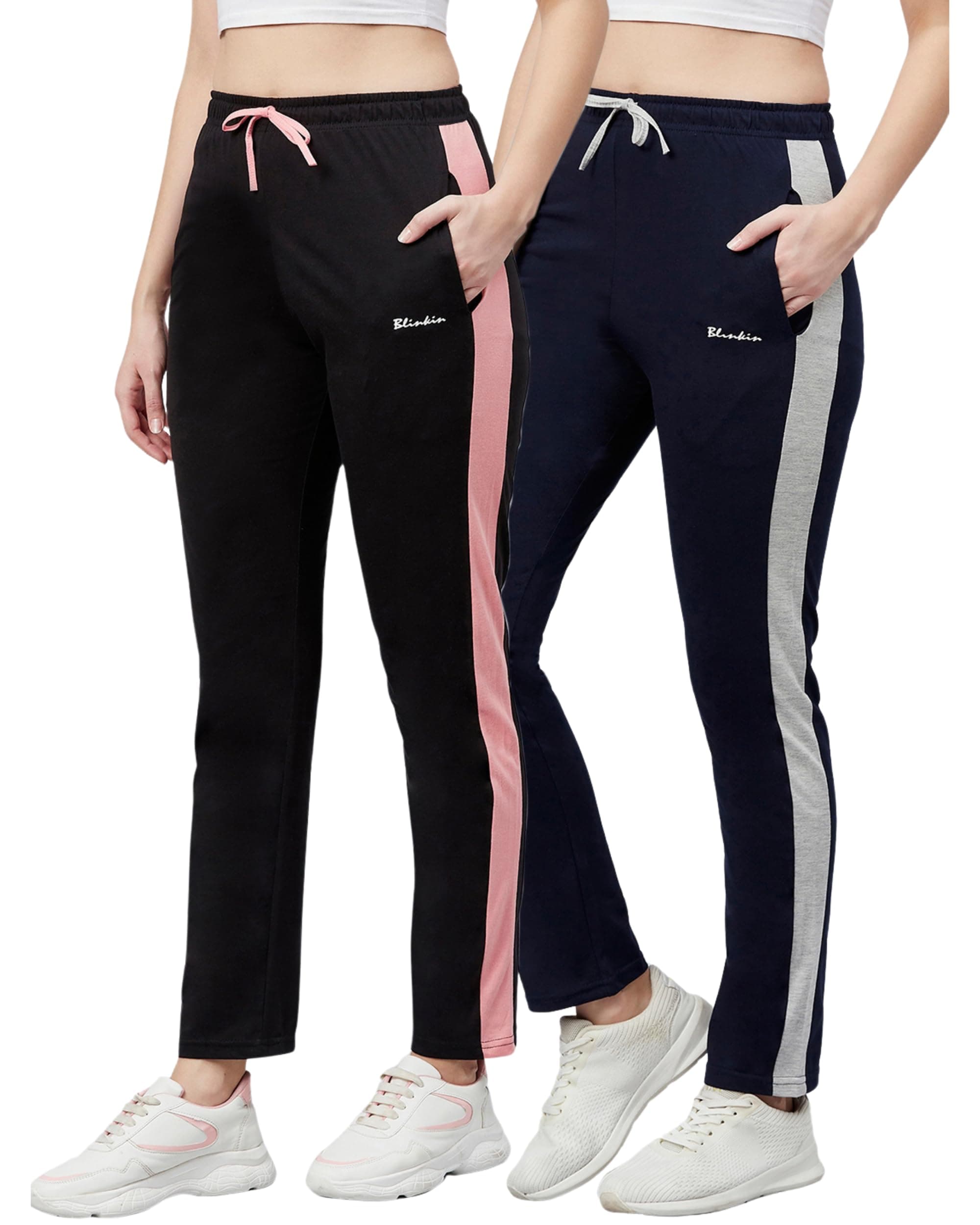BLINKIN Women's Relaxed Fit Mid Rise Cotton Pajamas Combo, Pack of 2-The Ultimate Track Pants : Ideal Lower for Night Wear & Comfort Wear