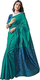SAMAH Women's Banarasi Silk Jacquard Saree with Unstitched Blouse Piece