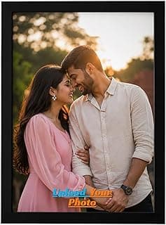 Customized Wooden Photo Frame | Single Photo Upload | HD Printed Personalized Gift for Birthday, Anniversary, Wedding, Couples & Family | Table Stand & Wall Mount | Black | 6R,A4,A3 Size