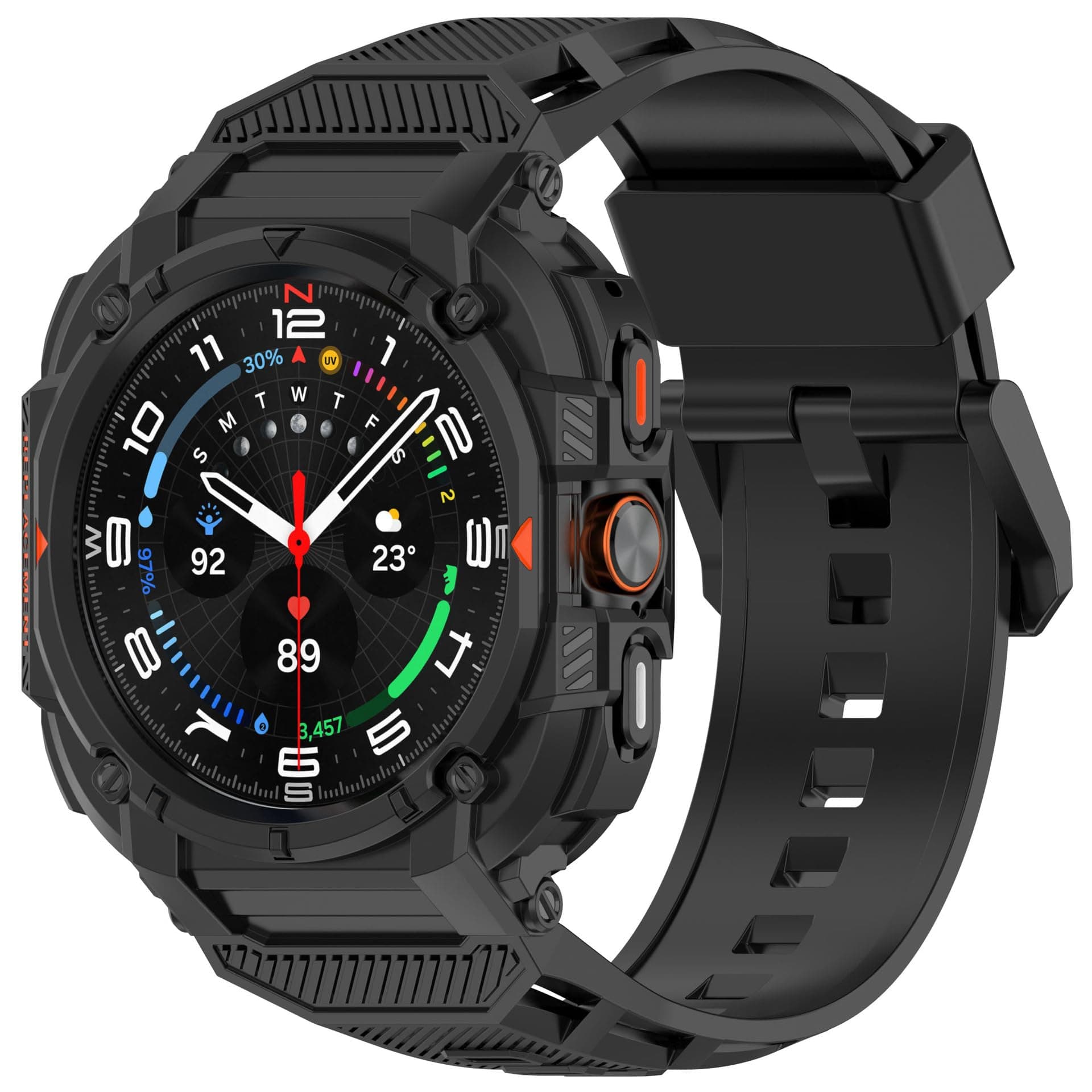OBOE Armor Case with Strap For Samsung Galaxy Watch Ultra, Ultra 2 47mm, Black