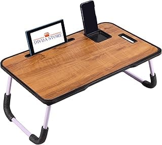 DIVIJA STORE Study Table Bed Table Premium Laptop Table/And Portable Plastic/Writing Desk For Office/Home/School (Wood), 60 cm, 5 cm, Beige