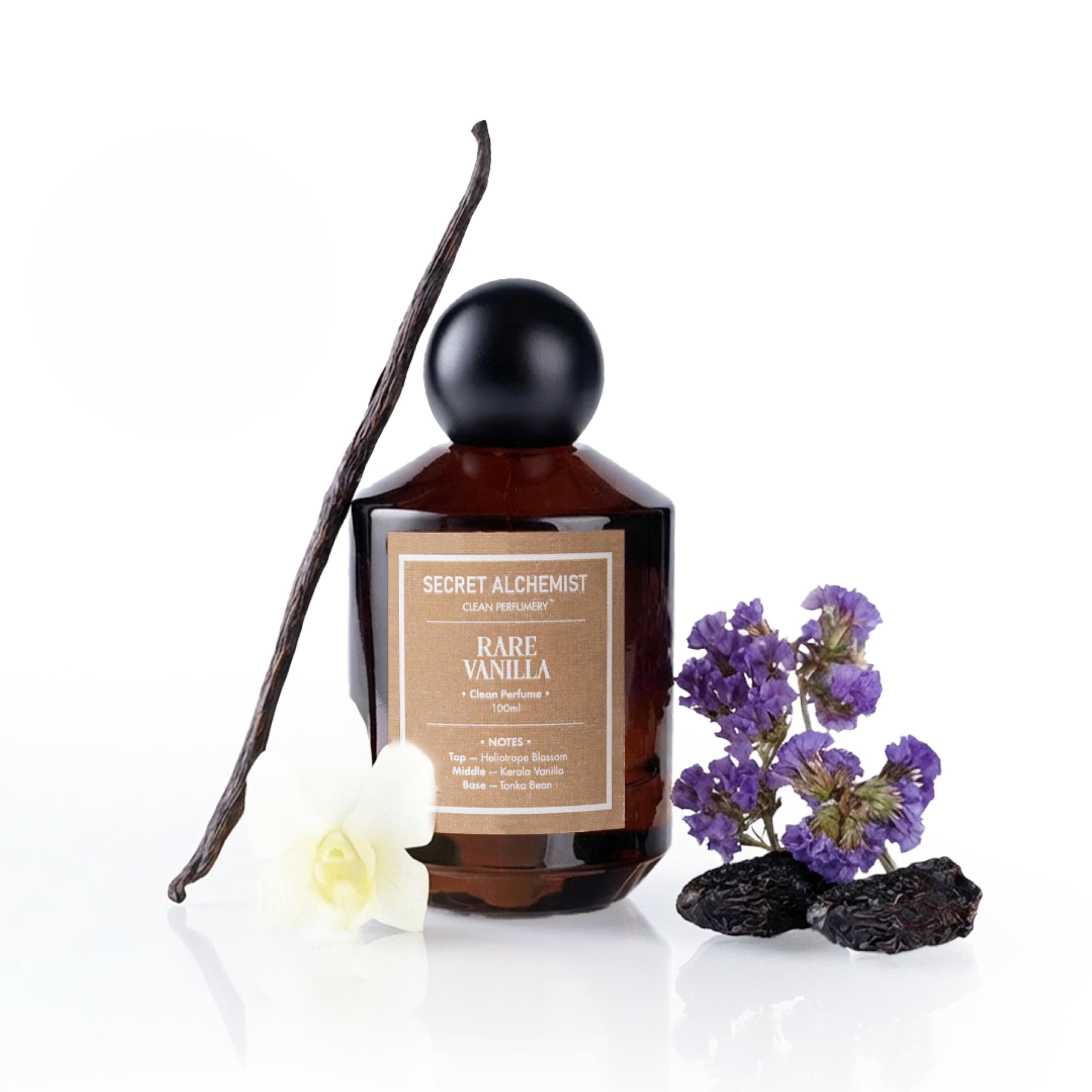 Secret Alchemist Rare Vanilla Eau de Parfum (EDP) 100ml | Clean, Long Lasting High Concentration | Perfume for Men & Women | Kerala Vanilla, Heliotrope Blossom & Tonka Bean Perfume | Luxury Gift for Men & Women, Day & Night Wear, 800 Spritz