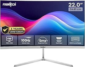 FRONTECH 22-inch (55.88cm), LED, FHD 1920x1080,100Hz, White, 3500R Curved, Bezel Less Design, HDMI & VGA Ports Monitor (MON-0079C)