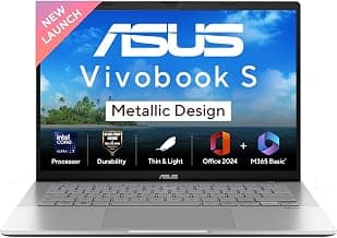 ASUS Vivobook S14, Intel Core Ultra 7 255H, 16GB RAM, 512GB SSD, FHD+ 14", Windows 11,Office Home 2024 M365 Basic (1Year)*, Cool Silver, 1.4Kg, S3407CA-LY084WS, Intel iGPU, Metallic Design Laptop