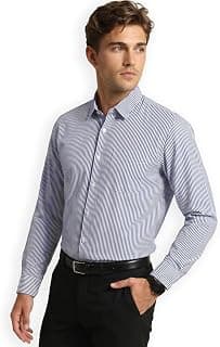 Peter England Men's Regular Fit Full Sleeve Striped Formal Shirt | Cotton Rich | Wonder Fabric | Premium Dobby Weave