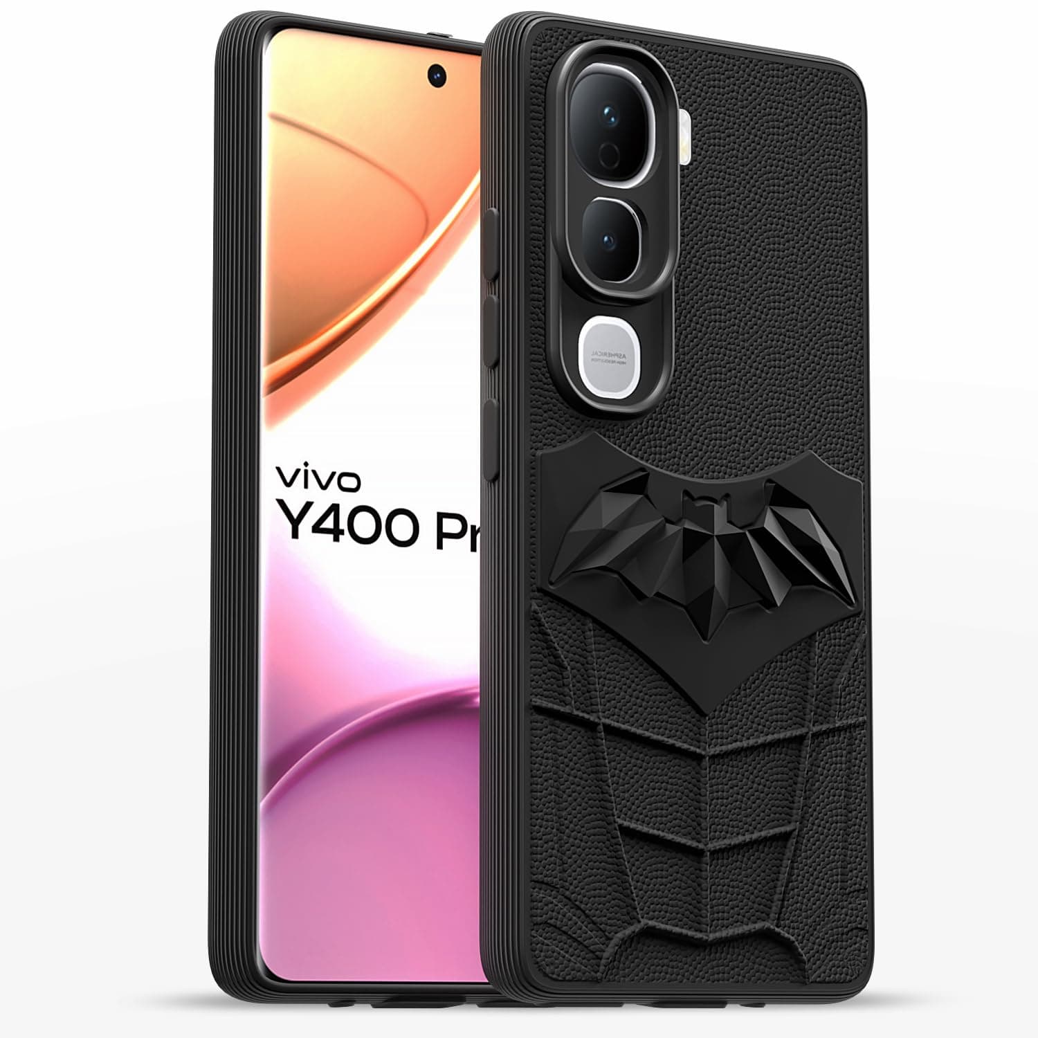 Amazon Basics Back Cover for Vivo Y400 Pro 5G | 3D Silicon with Cloth | Shockproof | Stylish Bumper Case (Black)