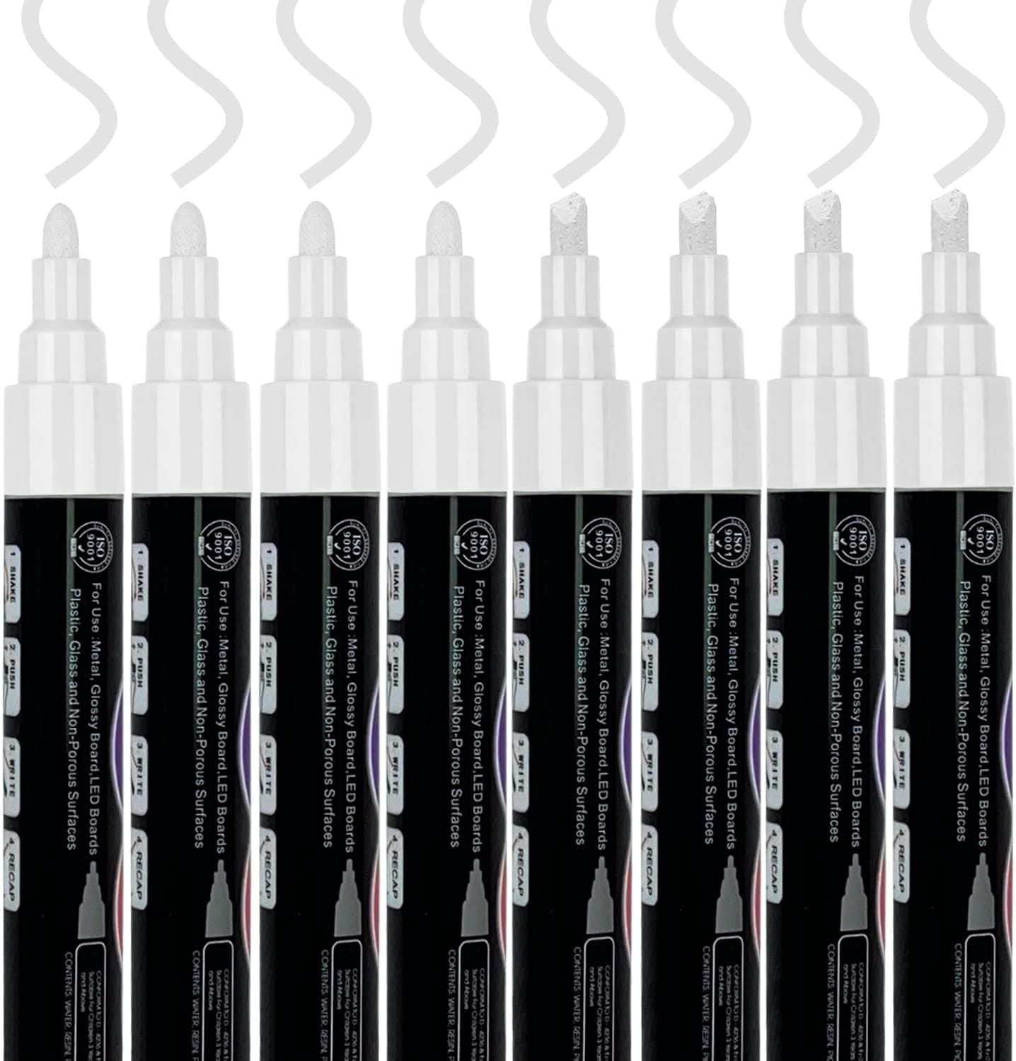 PATHOS INDIA White Erasable Liquid Chalk Marker Pens Bold For Windows, Glass, Blackboard, Stickert(Pack Of 8)