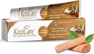 Kozicare Sandalwood Face Cream 15gm with Kojic Acid - Detan Moisturizer for Dry Skin - Brightening Daily Face Cream for Women and Men All Skin Types