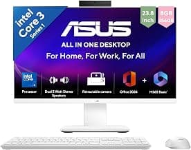 ASUS V440 (2026),i3-14th Gen,Intel Core 3 100U,Intel iGPU,8GB/512GB,FHD,23.8"(60.45 cm),Win 11,M365 Basic(1Y),Office 24,White,5.46 kg,V440VAB-KWC3001WS,with Wireless Keyboard & Mouse,All in One PC