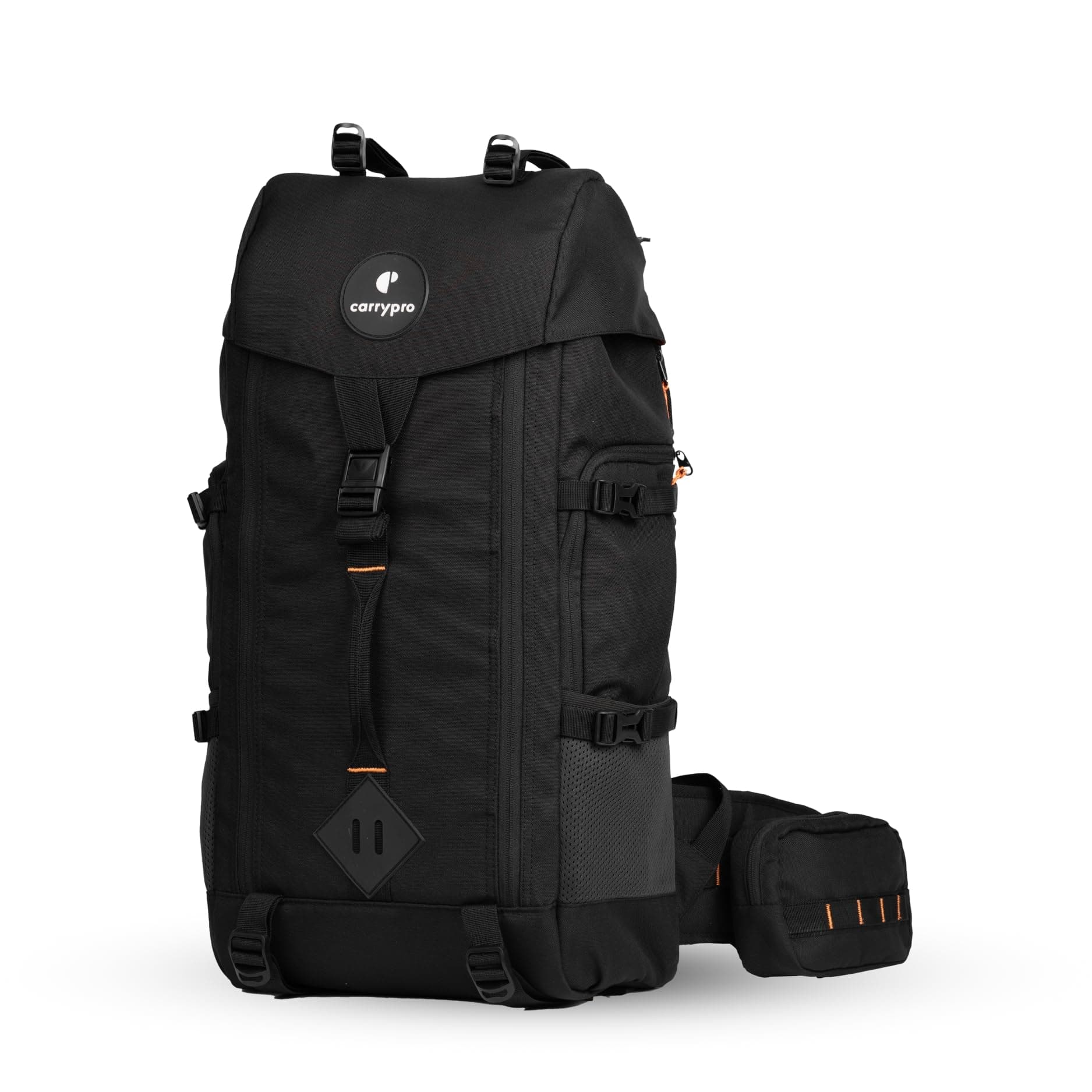 CarryPro HOBO40 v2.0– 40L Functional Travel Backpack for Men & Women, Camping, Biking, Trip, Trekking Bag, Fits 15.6” Laptop, Water-Resistant with Rain Cover & Travel Pouch, 2-Year Warranty
