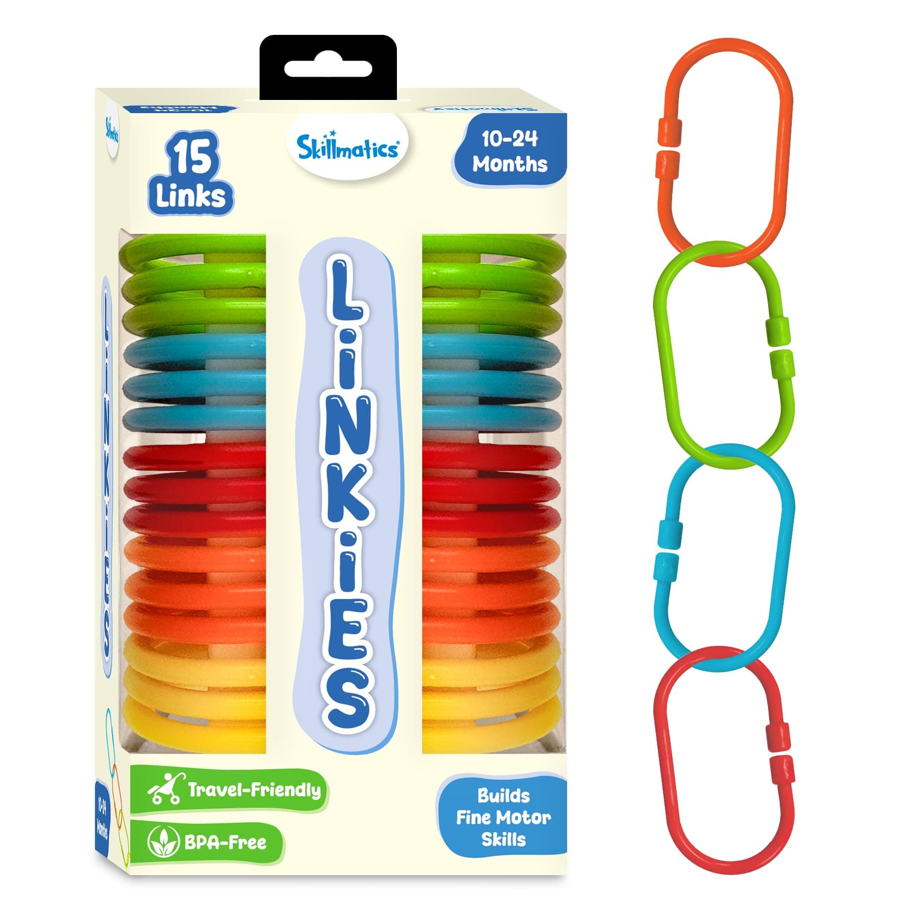 Skillmatics Connectable Learning Link Toy for Toddlers – Fun & Educational Snap-Together Toy for Babies, Fine Motor Skill, Hand-Eye Coordination & Early Learning, Gift for Ages 10–24 Months, 15 Links