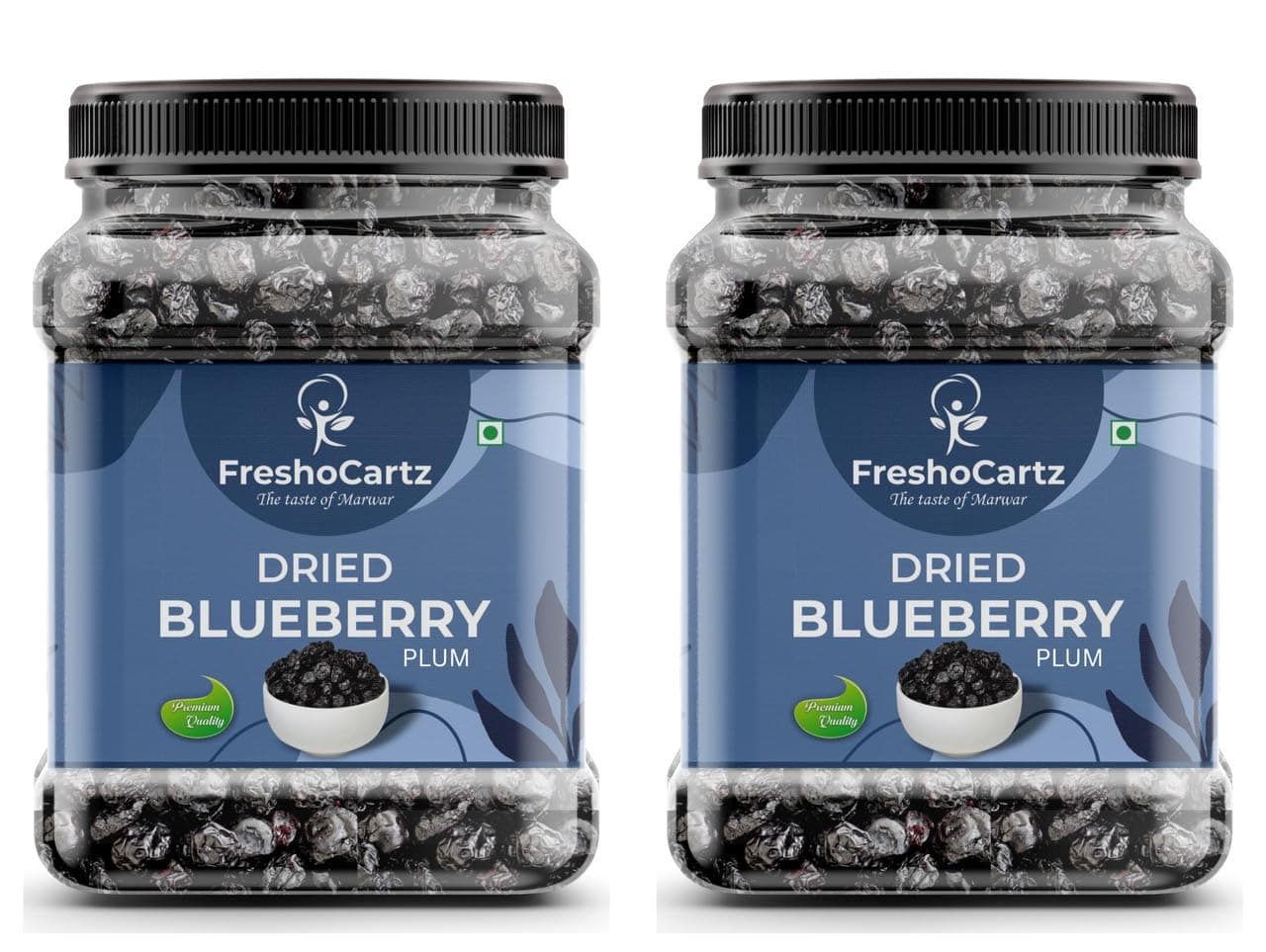 FreshoCartz Premium Dried Blueberry Plum Combo Pack 1KG (500gm×2 Jar) | | Ideal for Baking, Toppings & Snacking