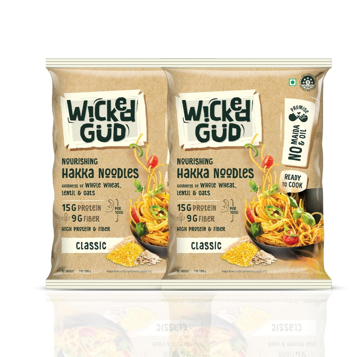 WickedGud Hakka Noodles (400gm x 2)