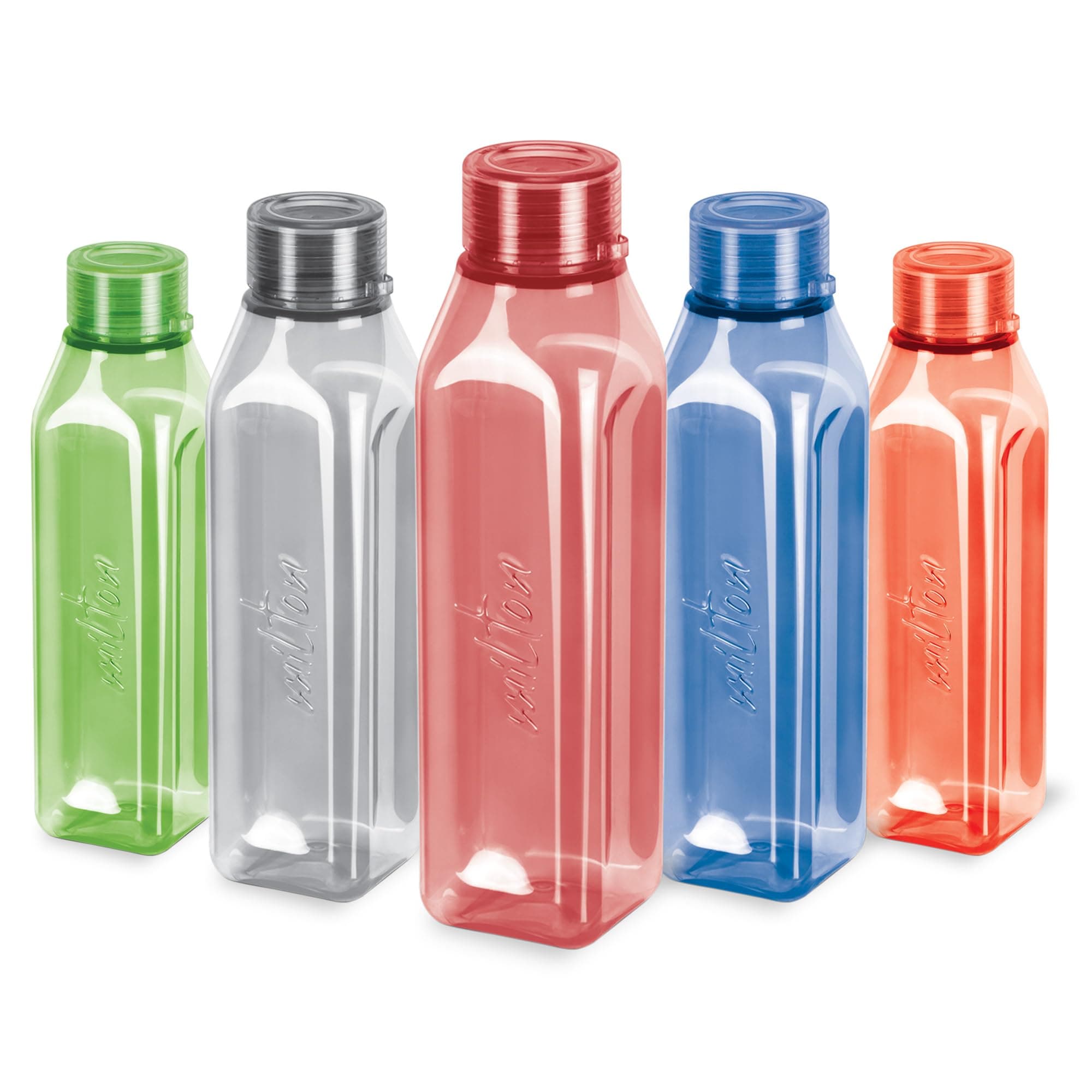 MILTON Prime Pack of 5 Water Bottles, 1 Litre Each I BPA Free I Food Grade Fridge Bottle Set I Leak Proof Bottles for Travel, Work, Assorted
