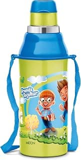MILTON Kool Steelight 400 Kids Plastic Insulated Water Bottle with Straw, 380 ml, Sipper Bottle, Leak Proof, BPA Free, Food Grade, School & Picnic Bottle, Green