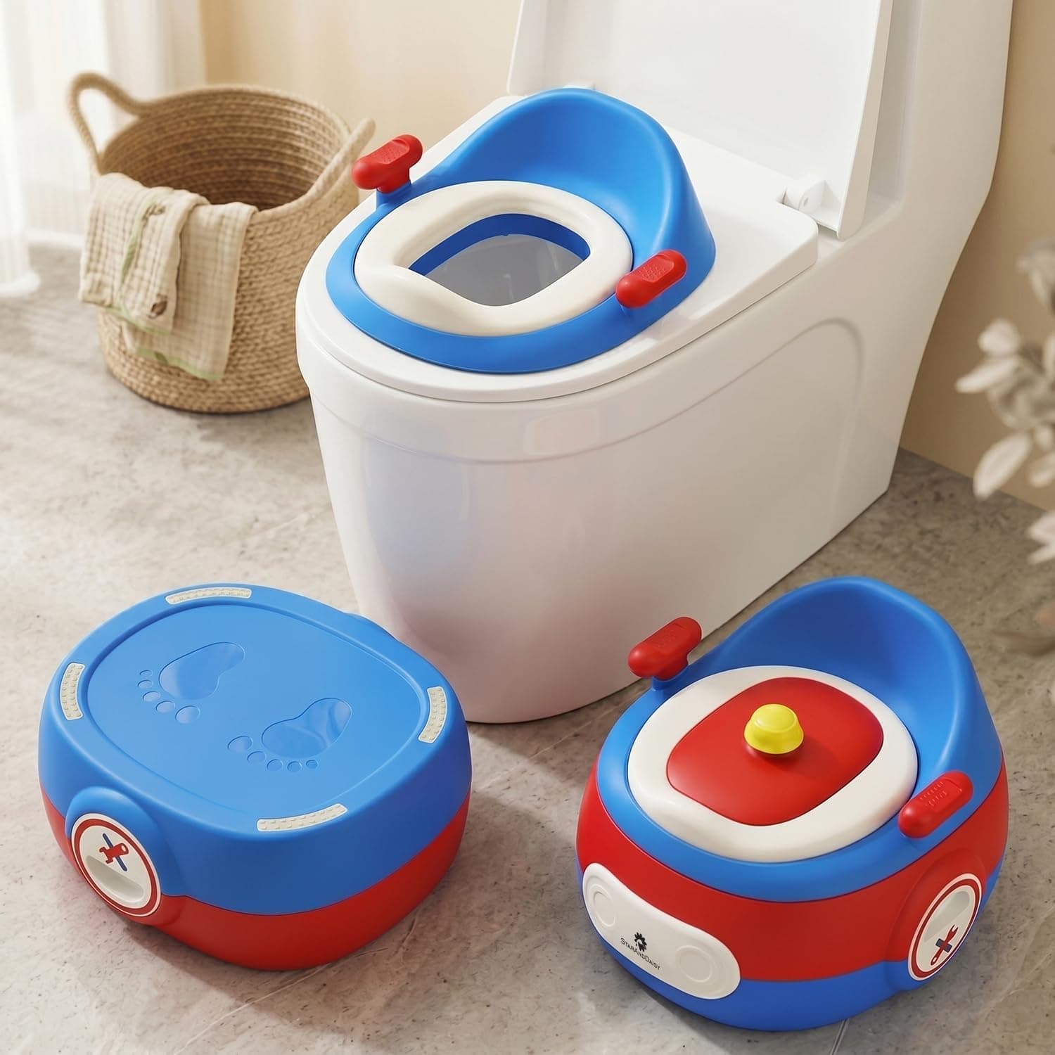 StarAndDaisy 3 in 1 Kids Potty Training Seat with Step Stool & Toilet Trainer | Potty Seat for Kids 2–5 Years | Potty Training Seat 1–3 Years | Potty Seat for Kids 6 Months–3 Years