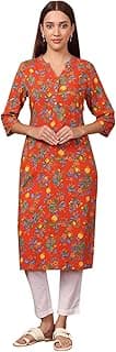 W for Woman Floral Printed Rayon Straight Kurta
