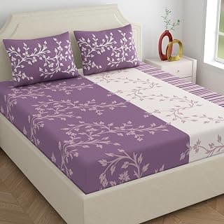 Dreamscape 100% Cotton Value King Bedsheet with 2 Pillow Covers - (Size 87 x 108 inches, 140 TC, Colour - Purple)