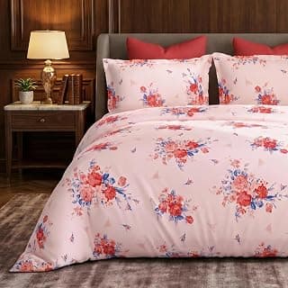 Bombay Dyeing Premium Queen Size Bedsheet with 2 Pillow Covers | 100% Pure Cotton | (228cm x 254cm) | Soft, Breathable & Durable for Double Beds | Florentine 7872 (Pink, Queen)