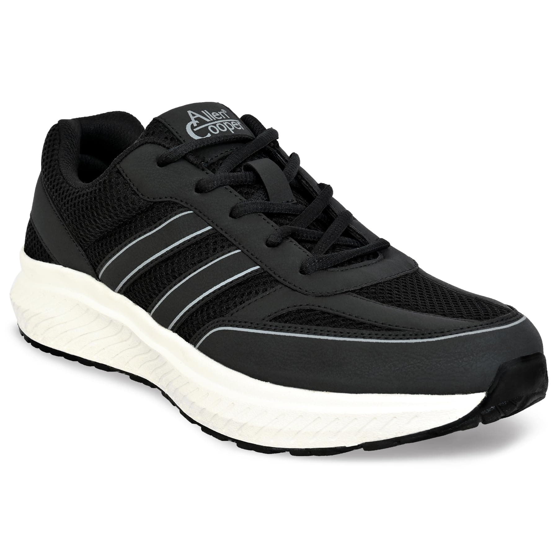 Allen Cooper Training,Road Running,Cricket,Gym,Sports Comfortable Extra Max Cusion with Memory Foam Insole Running Shoes for Men(0624|Black/Grey-Sizes 6,7,8,9,10)