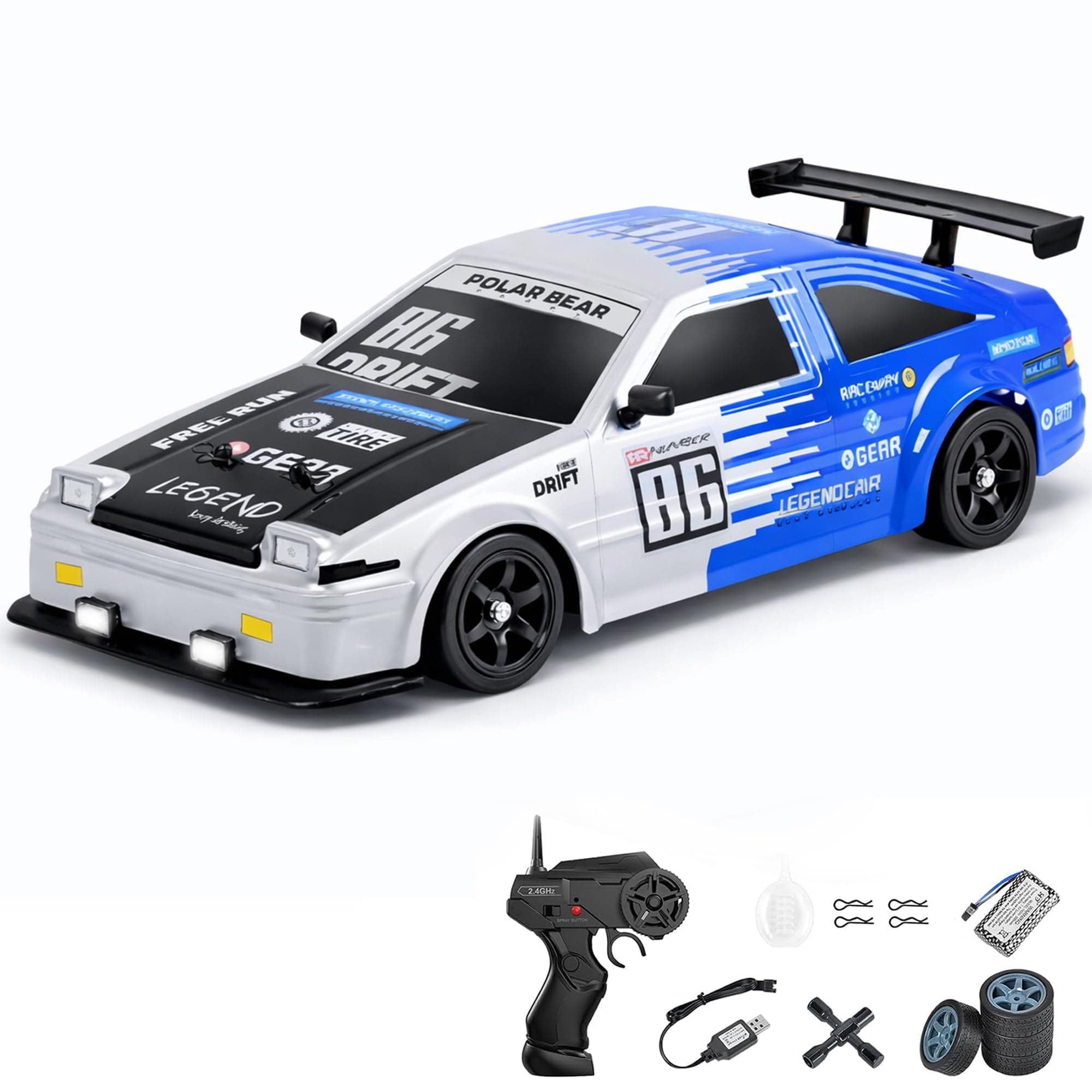 Zivvy Big Remote Control Car – Blue | 2.4G Drift Racing Car with 100 Meter Range, Smoke Effect, LED Lights & Music | Rechargeable RC Car Toy | Best Gift for Boys & Girls 2 3 4 5 6 7 8+ Years