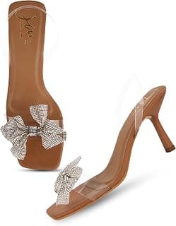 JM LOOKS Fashion Stylish Casual Transparent Bow Heel Sandal,Comfortable Sole For Womens & Girls