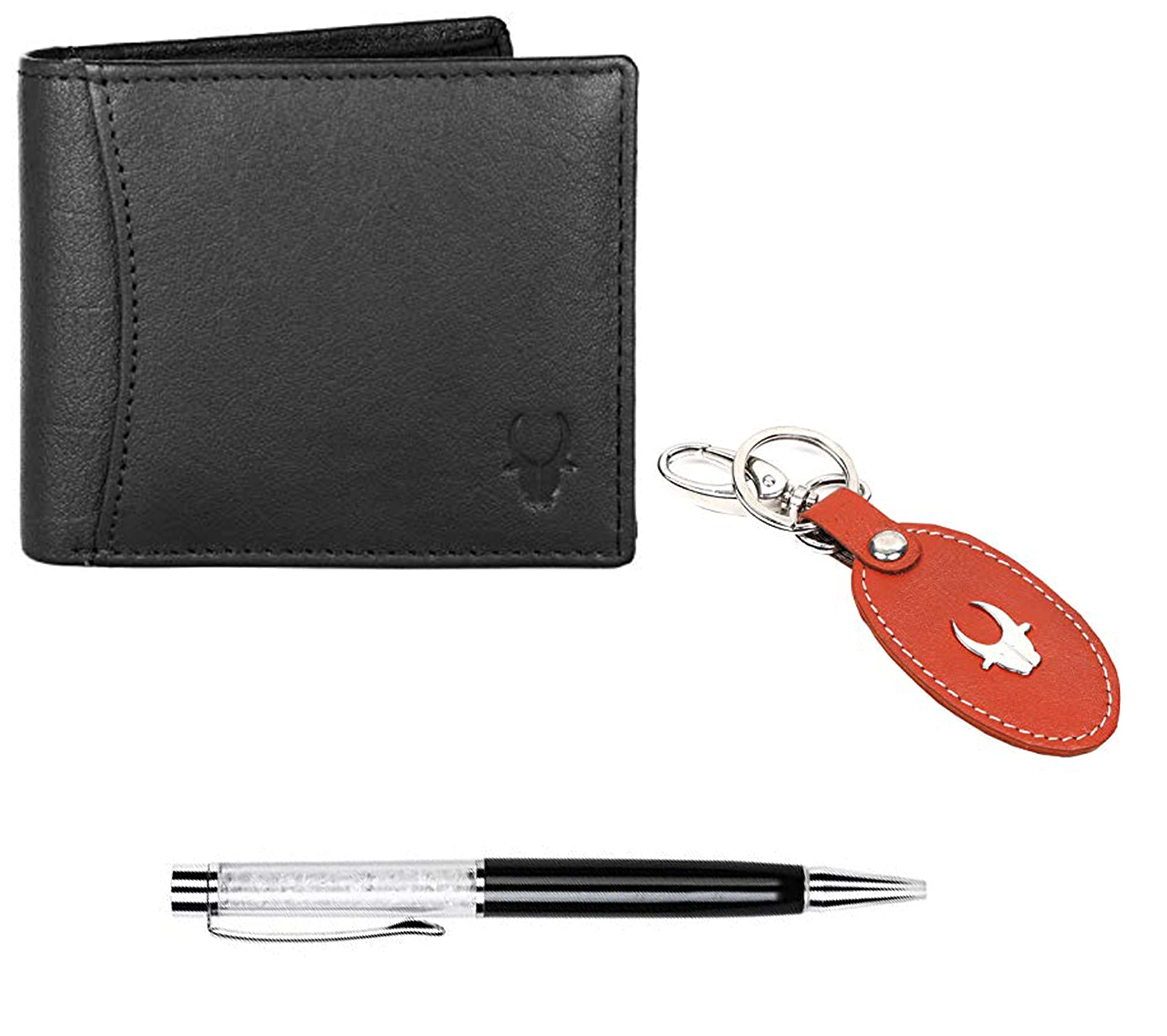 WildHorn Men Leather Gift Hamper I Wallet, Keychain & Pen Combo Gift Set for Friend, Boyfriend,Husband,Father, Son Etc, Multicolor