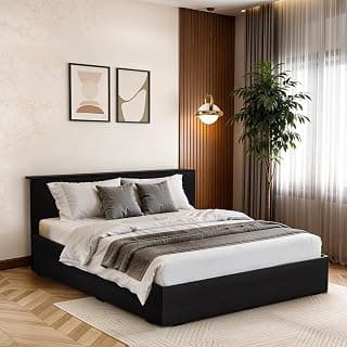 ABOUT SPACE Bed - (84 x 62 inches) Queen Size Bed Without Storage | Engineered Wooden Bed Frame with Headboard & MDF Support Board for Mattress | 1-Year Warranty Cot for Bedroom - Smoked Pine