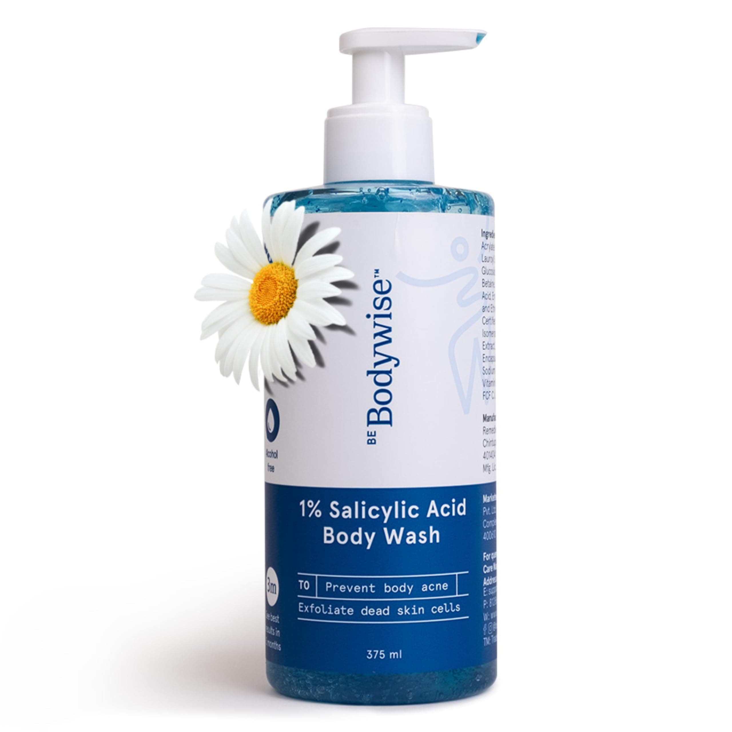 Be Bodywise 1% Salicylic Acid Body Wash 375 ml | Refreshing Showering Gel that Helps to Prevent Body Acne & Cleanse Skin | Paraben and SLS free