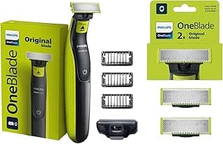 PHILIPS OneBlade QP2724/10 Hybrid Trimmer for Men, Zero Trim, Dual Protect Blade + OneBlade Replaceable Blades Pack of 2 (QP220/51), Lime | No Skin Contact, Safe Shave
