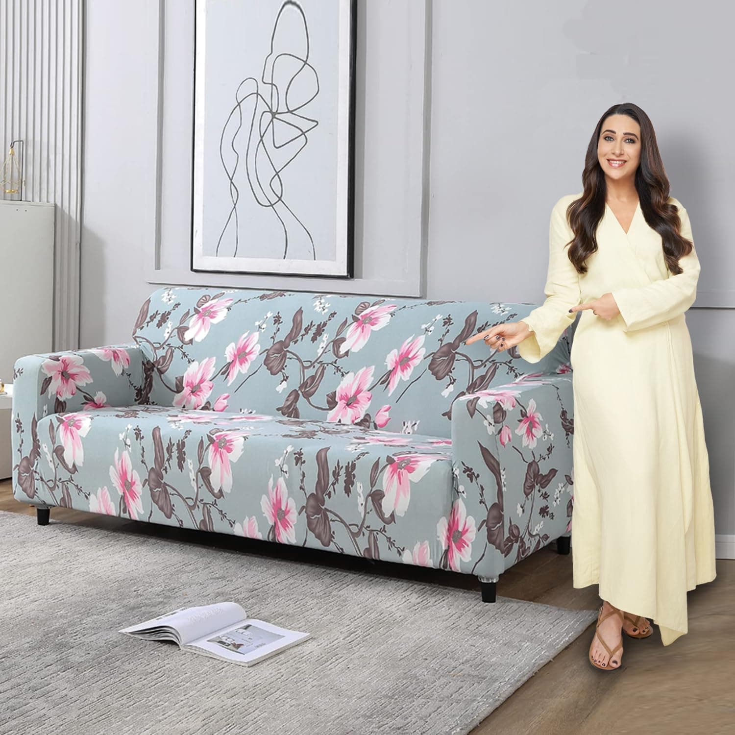 HOKIPO Stretchable Elastic Couch Cover 3 Seater (AR-4095-D24)