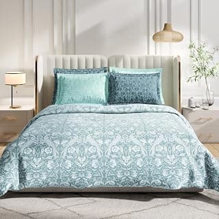 Wakefit Cotton Fitted Bedsheet | 300 TC Elastic Fitted Sheet, King Bed Bedsheet With 2 Pillow Covers | Jaqueline - 78X72 Inches, Blue