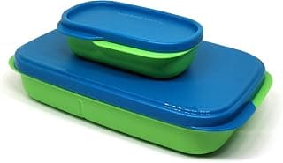 Tupperware Plastic My Lunch, Green And Blue Multicolour, (Colors May Vary, Multicolour), 1 Liter