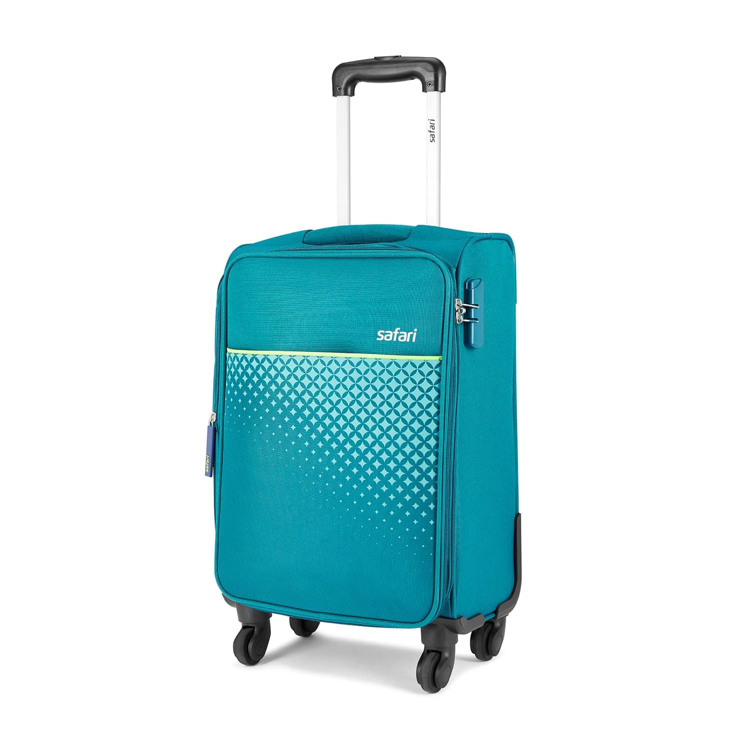 Safari Prisma Neo 57Cm Small Cabin Trolley Bag Polyester Expandable Soft Luggage, 4 Wheels 360 Degree Wheeling Carry-On Travel Bag, Suitcase for Travel, Trolley Bags for Travel, Teal