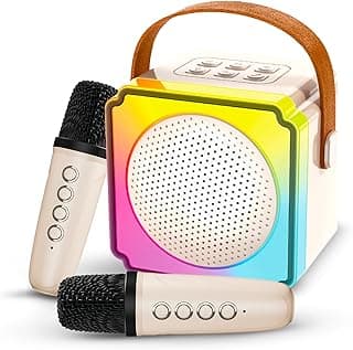 Wembley Dual Karaoke Mic with Speaker for Kids Enhances Singing Fun with Bluetooth Wireless & RGB Lights | Rechargeable & Portable for Girls & Boys